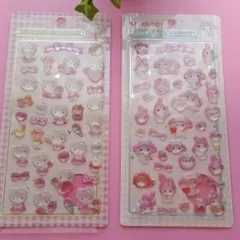 ハローキティ・マイメロディ ボンボンドロップシール 2シートセット