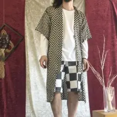 70s japan vintage / ガウン 羽織 チェッカー ヴィンテージのサムネイル