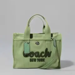 コーチ COACH26cmキャンバスコットンカーゴトート斜め掛け/グリーン 