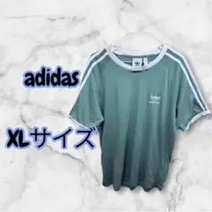 adidas リンガーTシャツ 半袖 3ストライプ　トレフォイル ロゴ　XL