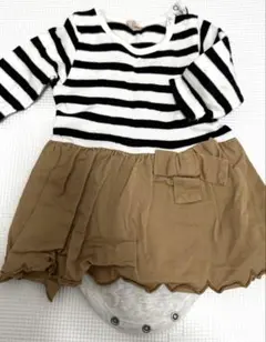 最終価格！70センチ　petit main ベビー　ボーダーロンパース