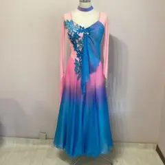 IN THE MOOD 社交ダンス用ドレス ピンクと青のグラデーション