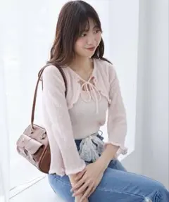 MAJESTIC LEGON デコルテオープンメッシュニット ピンク