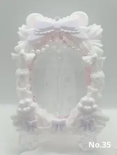 ホイップデコ　B8 硬質カードケース　クマ耳　白　紫　リボン