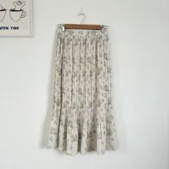 ロペピクニック　花柄ジャガードプリーツスカート　ミモレ丈　ナチュラル