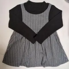 ストライプデザイン長袖ワンピース T20