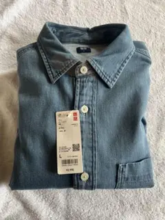 ユニクロ　デニムオーバーシャツ　ブルーL新品【匿名配送】
