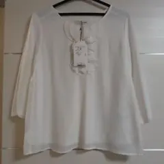 【新品】フリル七分袖ブラウス Mサイズ シューラルー 白 ホワイト