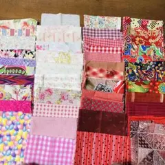 パッチワークはぎれまとめ売りセット　約45枚ピンク・赤系