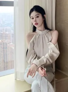 【新品即発送】GRL ホルターネックリボンタイブラウス[ac2479]