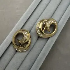 イヤリング　LANCEL ゴール×クリアストーン　渦巻のサムネイル