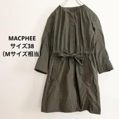MACPHEE マカフィー ノーカラーコート カーキ 38 春アウター