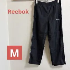 Reebok 黒 ストライプ トレーニングパンツ　ボトムス　M 薄手