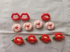 口の形 デコレーションパーツ 6個セット