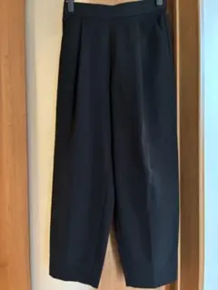 前タックワイドパンツ ブラック レディースS