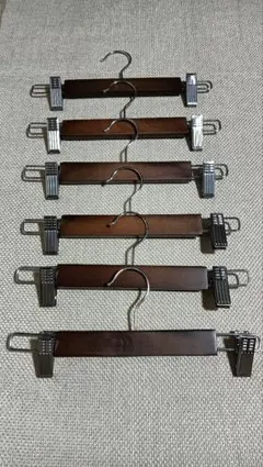 天然木製ボトムハンガー 6本セットのサムネイル