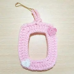 ハンドメイド 編み物 両面 トレカケース ❁薄ピンク❁ハート