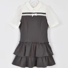 エブリン evelyn ドッキングティアードワンピース opチャコール