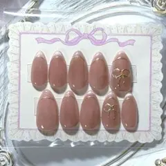 【現品】ネイルチップ マグネット フレンチ リボン