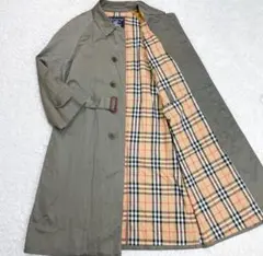 【美品】バーバリー ステンカラーコート ノバチェック ベルト カーキ Mサイズ