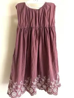 après les coursパープル刺繍ノースリーブワンピース 120