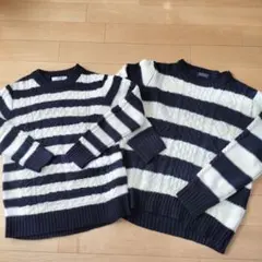 BACK NUMBER ストライプニットセーター M L ２着セット ネイビー