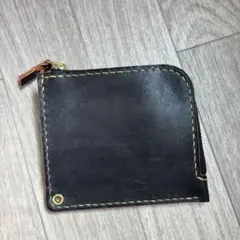 【茶芯ブラック】Ｌ字ファスナーウォレット