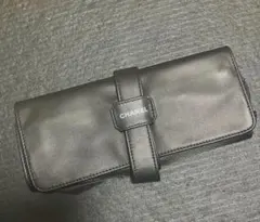 CHANEL ブラックレザー 折りたたみ　アクセサリー　ポーチ　新品未使用