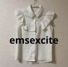 未使用 エムズエキサイト フリル付きホワイトノースリーブシャツM