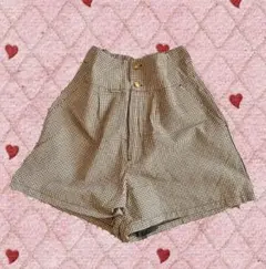 ハイウエスト チェック柄ショートパンツ 森ガール フェアリーグランジ
