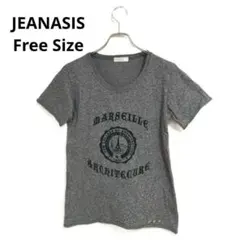 JEANASIS 半袖Tシャツ F グレー ロゴプリント 夏 カジュアル