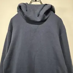 ヘリーハンセン　ハイネック　フーディー　パーカー　M　刺繍　ロゴ　ネイビー　古着