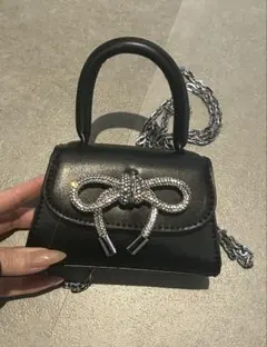 SHEIN ミニラインストーンリボンデコレーション手持ちバッグ