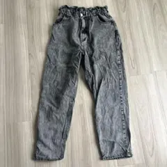 【WEGO】グレー ストレートデニム ゴムウエスト