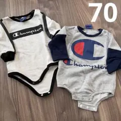 チャンピオン ロンパース 長袖 70 男の子 カッコイイ グレーのサムネイル