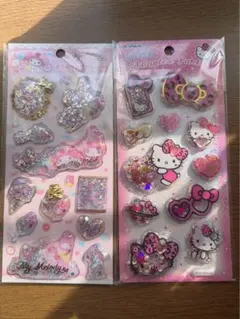 【正規品】スパンコールパーティーシール キティ ヒョウ柄 マイメロ 2点セット