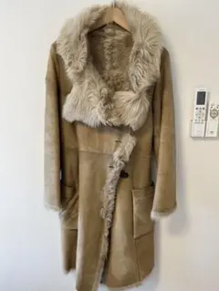 ムートンコート ベージュ ファー付き