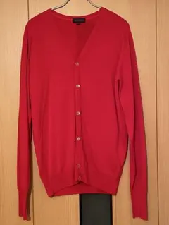 JOHN SMEDLEY レッド Vネック カーディガン S