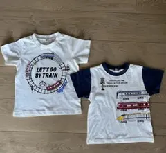 電車柄 半袖Tシャツ 2枚セット 95cm 100cmのサムネイル