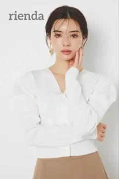 【新品】rienda 2WAYショルダータックボリュームカーデTOP