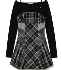 Nadia check pleats mini dress AM1689 - メルカリ