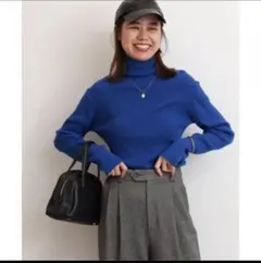 ジャーナルスタンダードレリューム青オーガニックコットンタートルネックプルオーバー