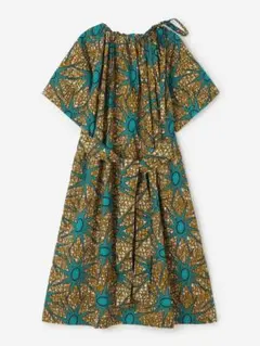 新品】ODILE JACOBS ネックギャザードレス グリーン/ブルー