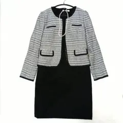 入学式 卒業式 ママスーツ リフレクト ツイードジャケット レース袖ワンピース