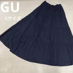 GU ジーユー　スカート　ティアードスカート　フレアスカート　ブラック　黒　S