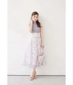 バックリボンシアーフラワードッキングワンピース　tocco closet