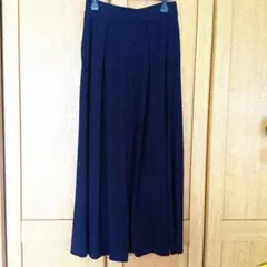 UNIQLO タックワイドパンツM ロング丈 ネイビー