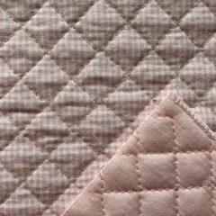 ピンク チェック柄 リバーシブル キルティング生地