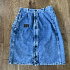 【S】古着レトロ　デニムスカート　タイト　膝丈