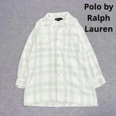 ポロバイラルフローレン 90's オープンカラー チェックシャツ コットン XL